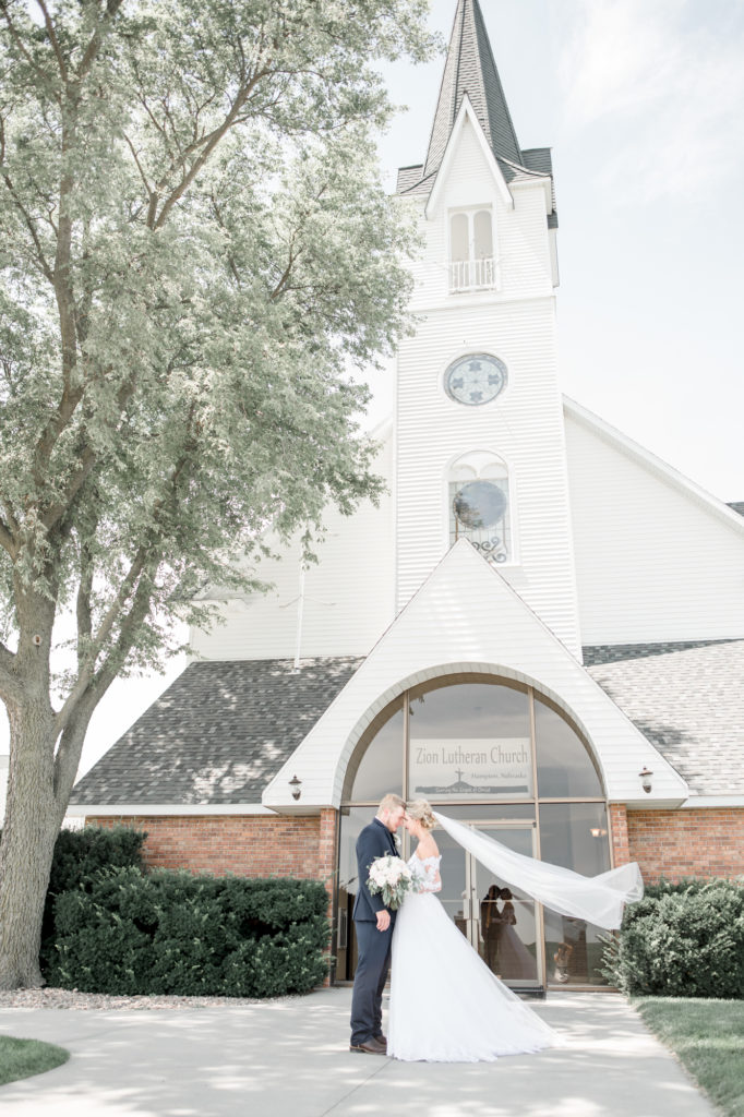 Bride Groom in front of church